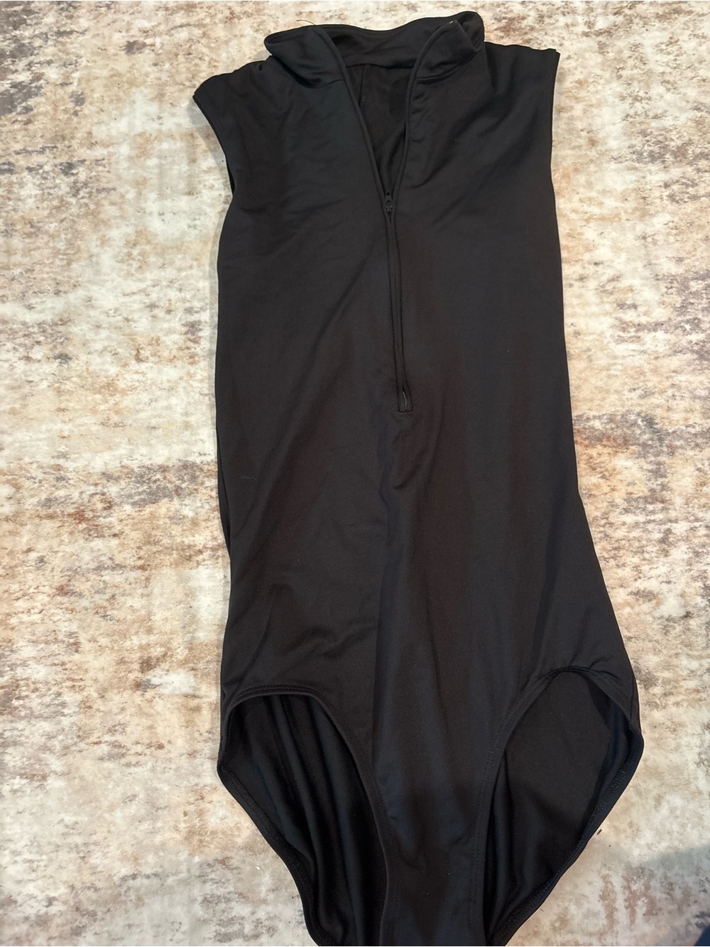 Gaynor Minden Black Sleeveless Zip-Front Leotard Bodysuit